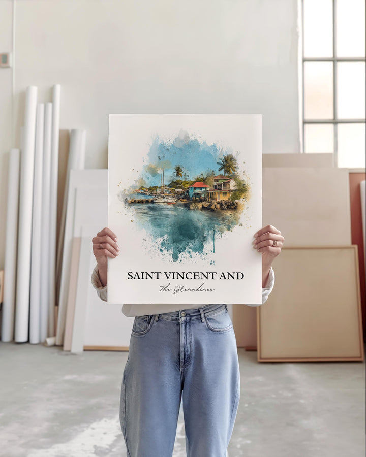 Saint Vincent and the Grenadines Art, Caribbean Print, Saint Vincent Art, Saint Vincent Gift, Travel Print, Travel Poster, Housewarming Gift