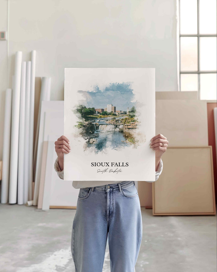 Sioux Falls, South Dakota – Watercolor Art Print