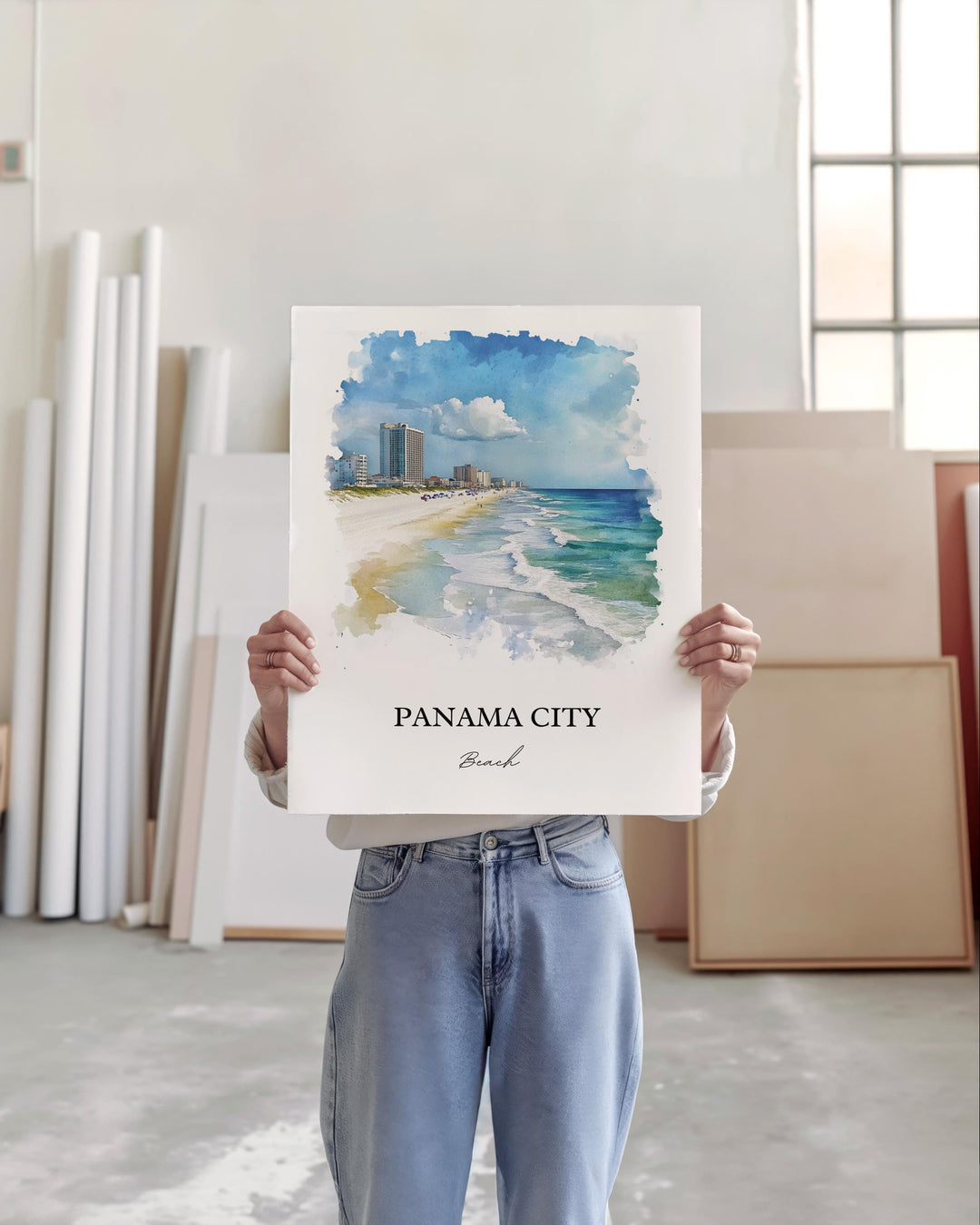 Panama City Beach Wall Art, Florida Beach Print, FL Watercolor, Panama City Beach FL Gift, Travel Print, Travel Poster, Housewarming Gift