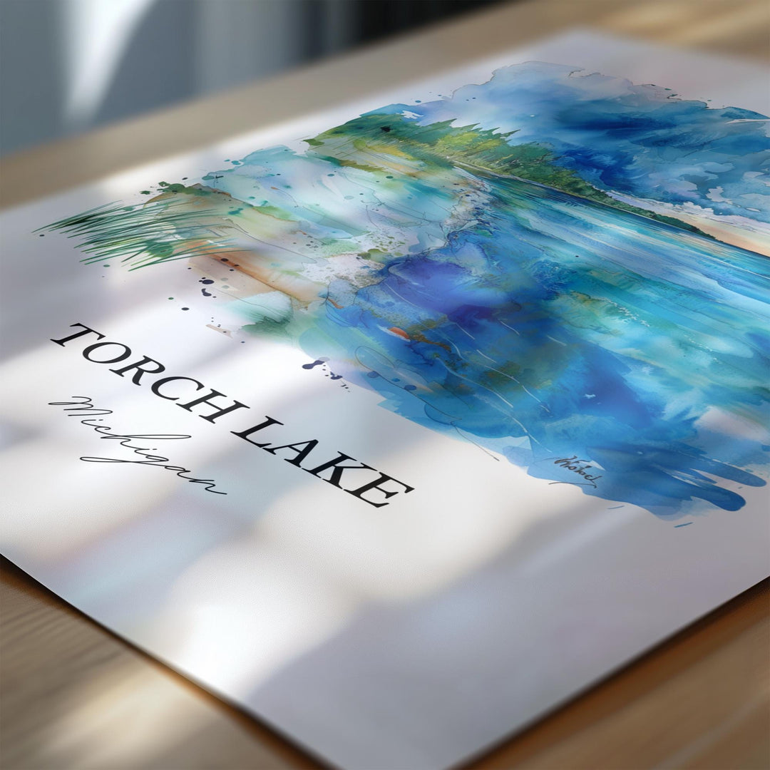 Torch Lake, Michigan, USA – Watercolor Art Print