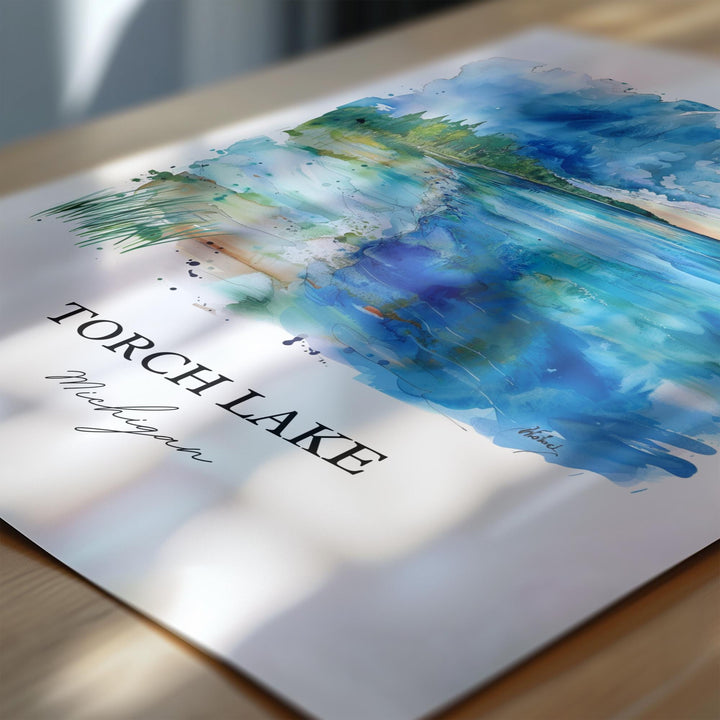 Torch Lake, Michigan, USA – Watercolor Art Print