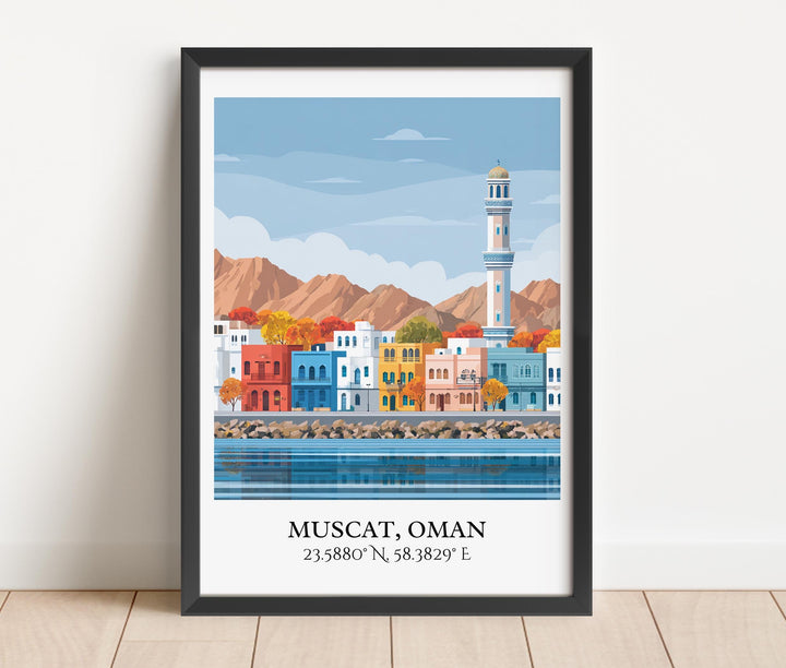 Muscat Wall Art, Muscat Oman Print, Oman Watercolor, Oman Travel Gift, Travel Print, Travel Poster, Housewarming Gift
