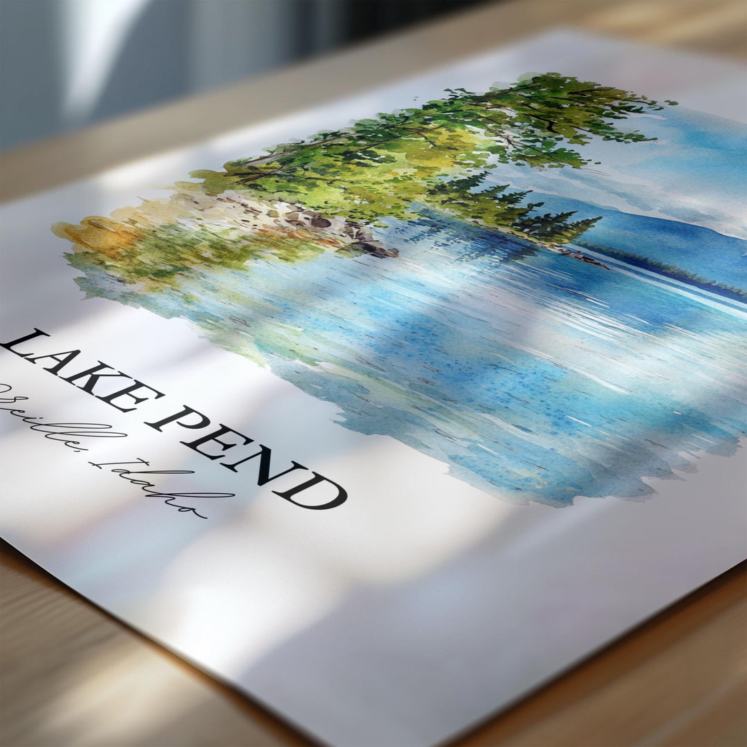Lake Pend Oreille, United States – Watercolor Art Print