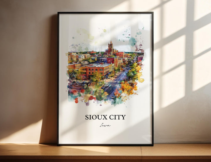 Sioux City Wall Art, Woodbury County Print, Iowa Watercolor Art, Sioux City Iowa Gift, Travel Print, Travel Poster, Housewarming Gift