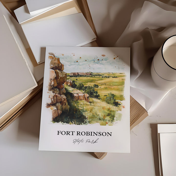 Fort Robinson State Park, USA – Watercolor Art Print