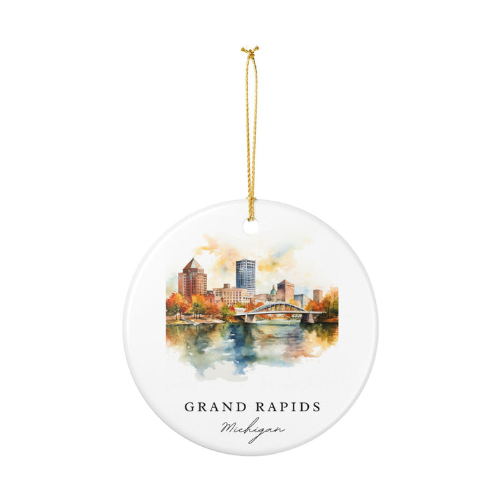 Grand Rapids MI Ornament: Unique Grand Rapids Souvenir, Grand Rapids Xmas Decor, and Authentic Grand Rapids Michigan Gift