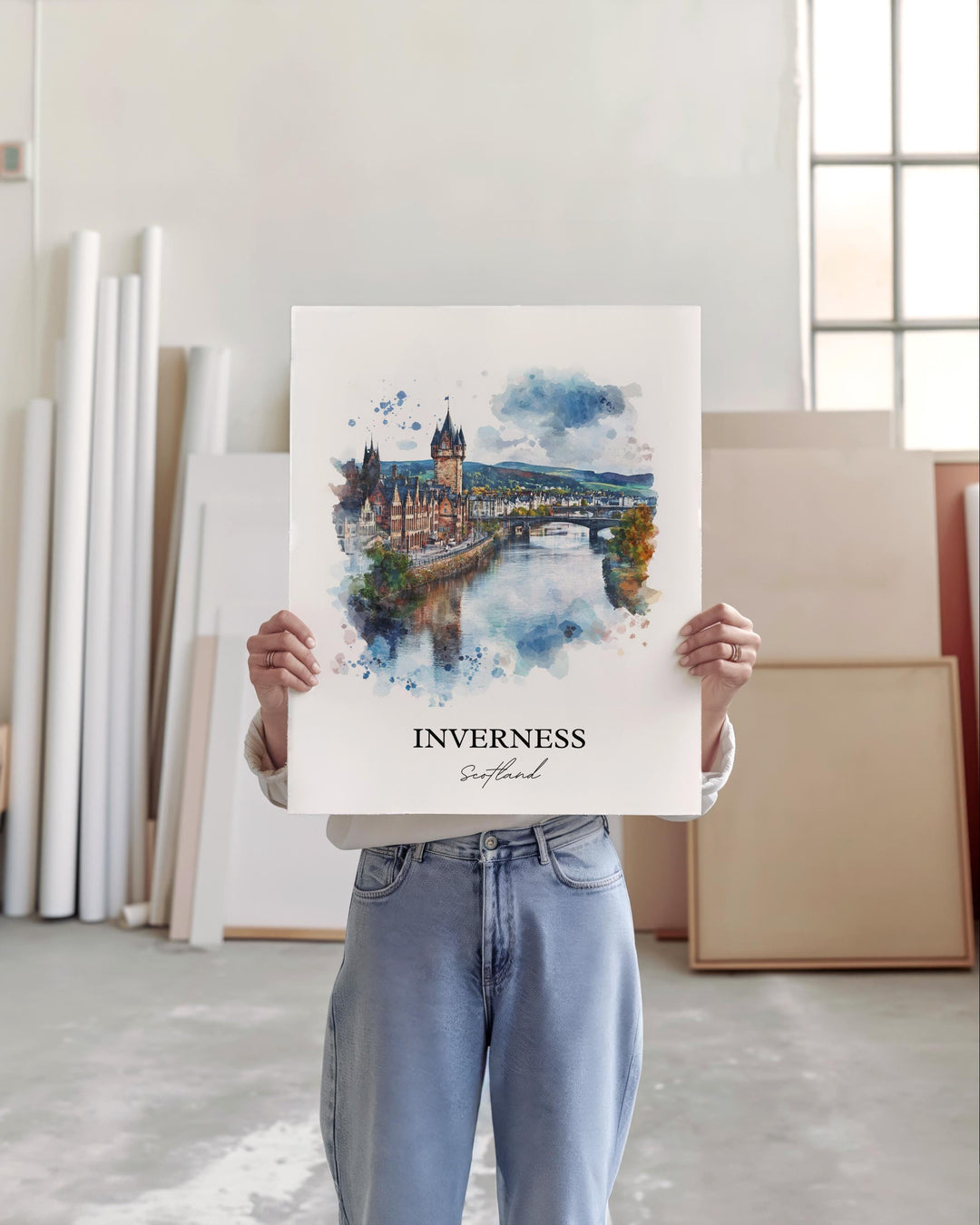 Inverness Wall Art, Scottish Highlands Print, Scotland Watercolor, Inverness Scotland Gift, Travel Print, Travel Poster, Housewarming Gift