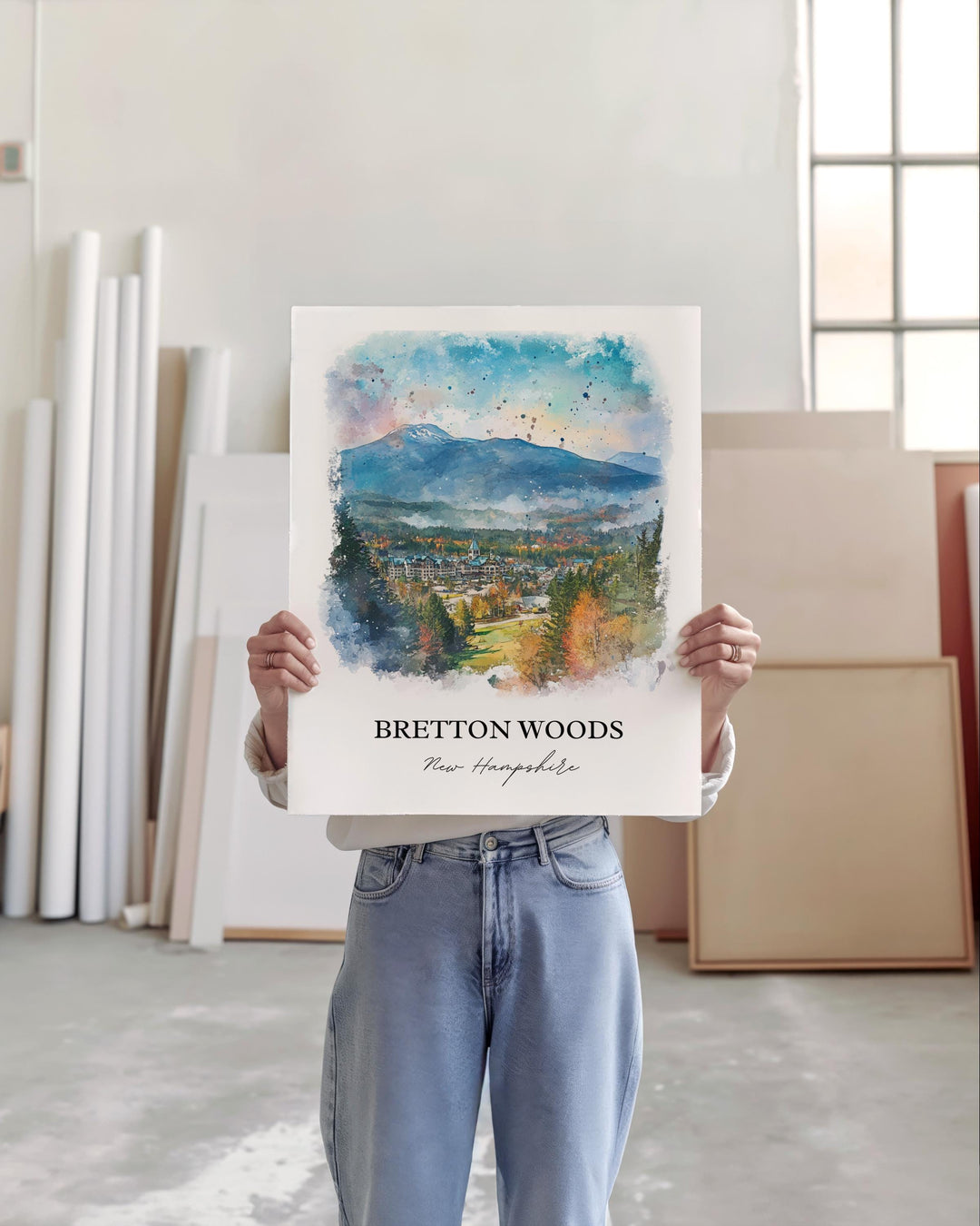 Bretton Woods NH Wall Art, Carroll NH Print, New Hampshire Watercolor, Bretton Woods NH Gift, Travel Print, Travel Poster, Housewarming Gift