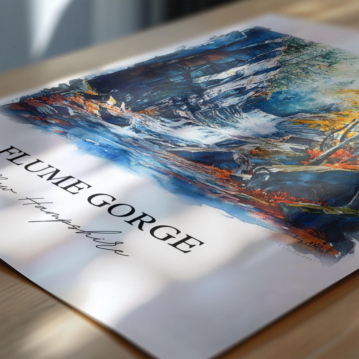 Flume Gorge, New Hampshire, USA – Watercolor Art Print