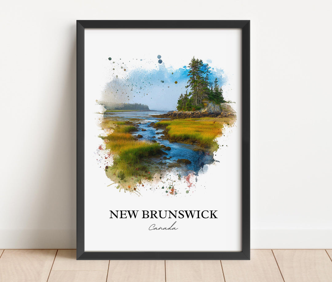New Brunswick Wall Art, Canada Print, New Brunswick Watercolor Art, NB Canada Gift, Quebec Travel Print, Travel Poster, Housewarming Gift