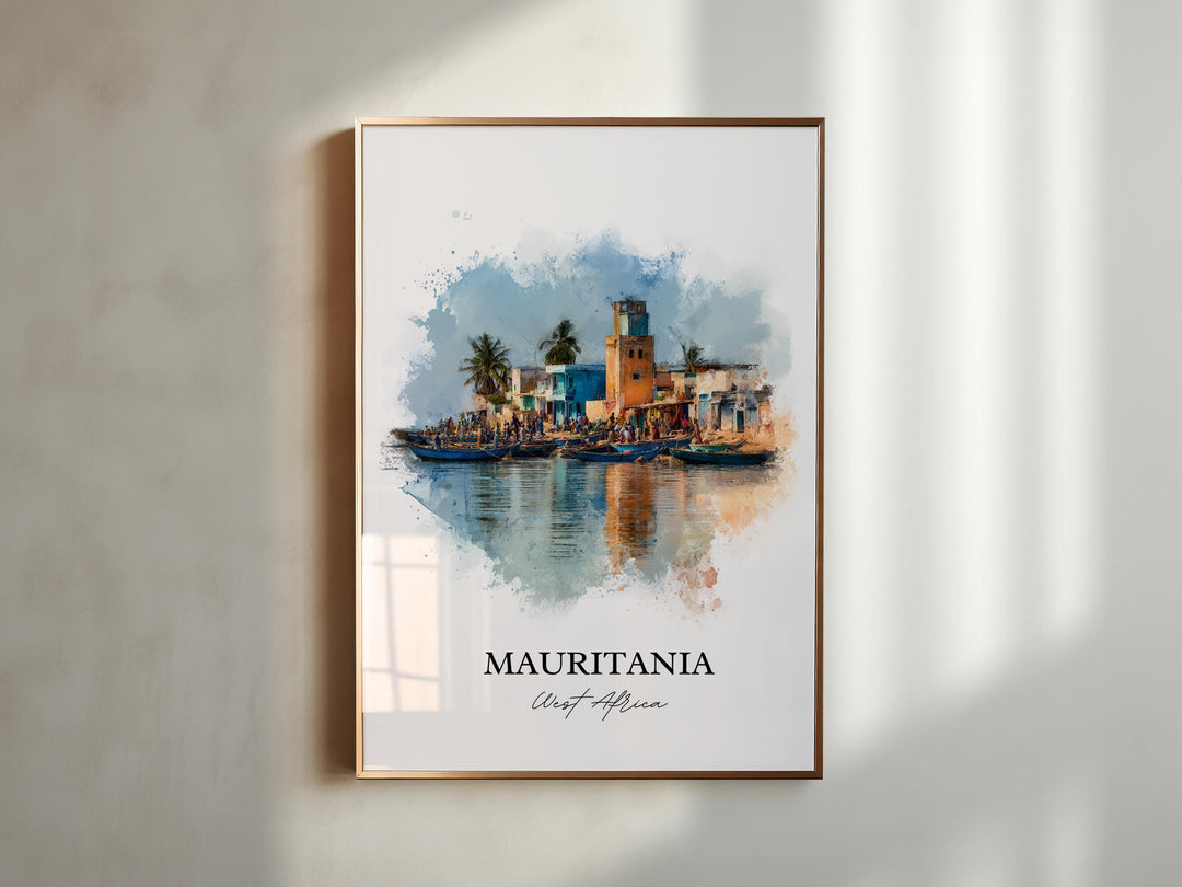 Mauritania Wall Art, Mauritania Print, Africa Watercolor Art, Mauritania Gift, Travel Print, Travel Poster, Housewarming Gift