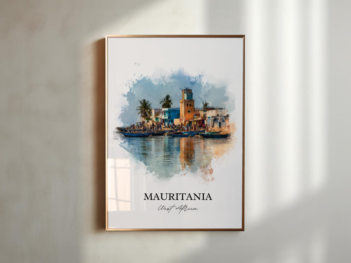 Mauritania Wall Art, Mauritania Print, Africa Watercolor Art, Mauritania Gift, Travel Print, Travel Poster, Housewarming Gift