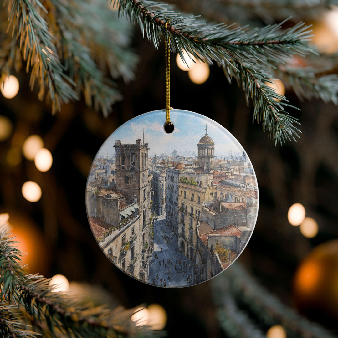 Barcelona Ornament: Unique Barcelona Souvenir, Barcelona Spain Xmas Decor, and Authentic Barcelona Skyline Gift