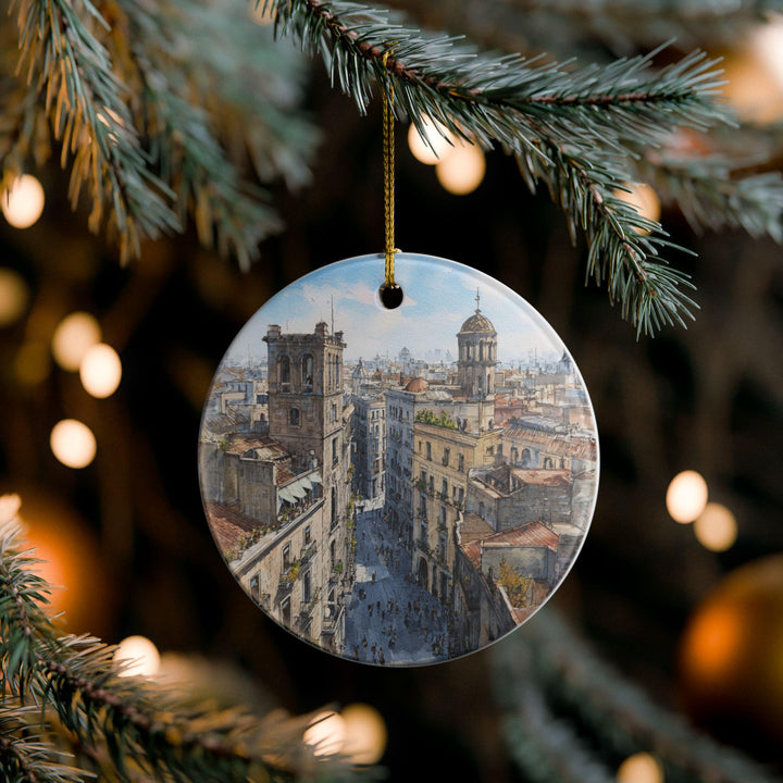 Barcelona Ornament: Unique Barcelona Souvenir, Barcelona Spain Xmas Decor, and Authentic Barcelona Skyline Gift