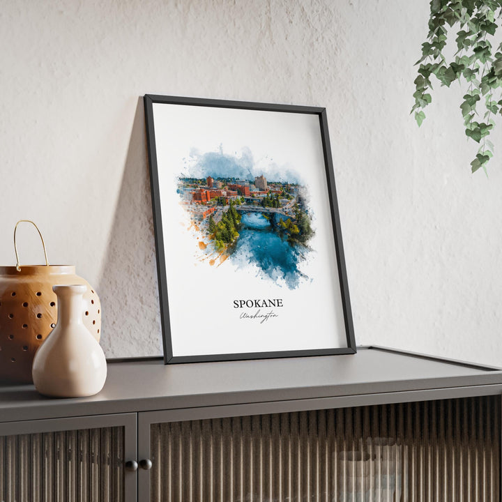 Spokane WA Wall Art, Spokane Print, Spokane Washington Watercolor Art, Washington State Gift, Travel Print, Travel Poster, Housewarming Gift