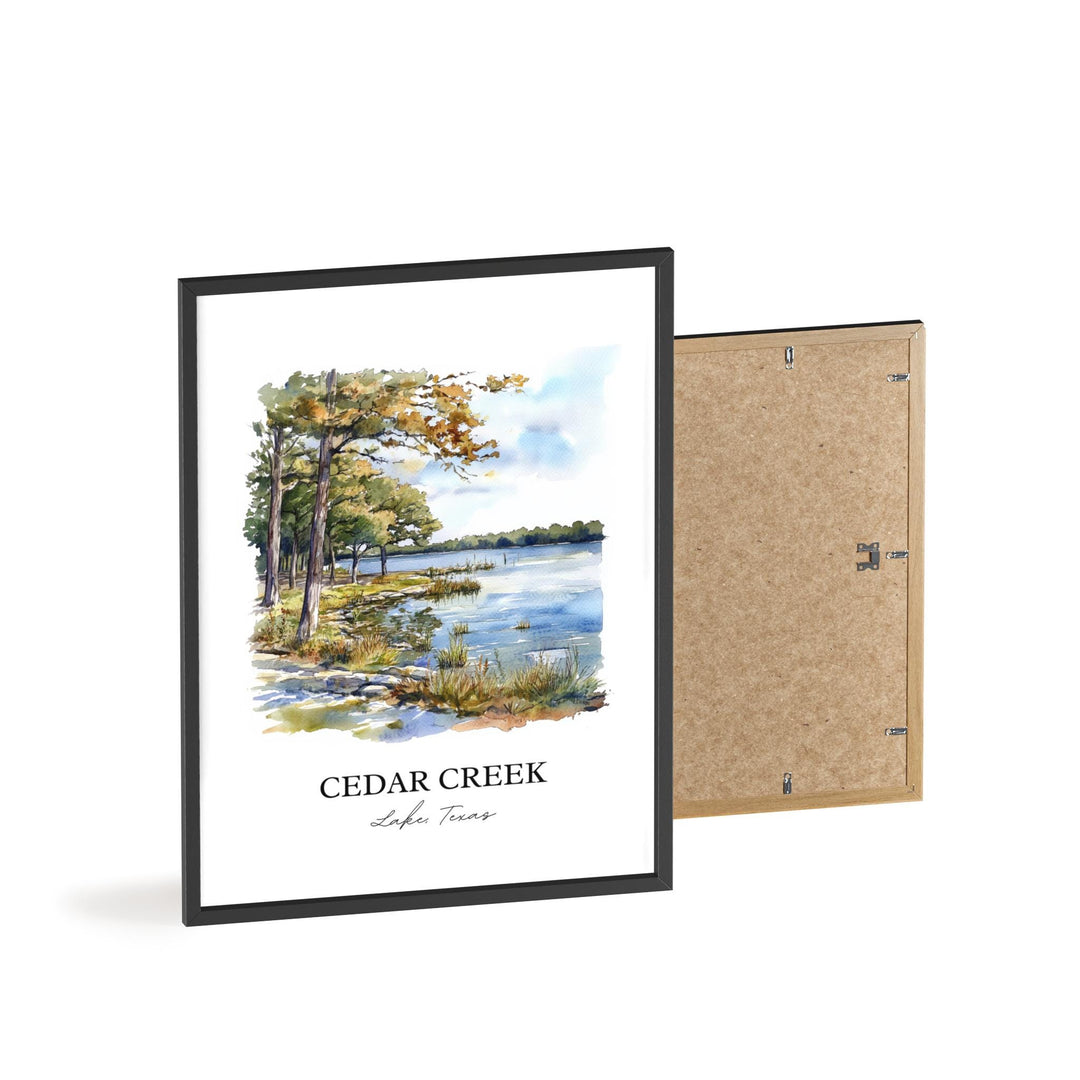 Cedar Creek Lake Wall Art, Kaufman County Print, Texas Watercolor Art, Cedar Creek Lake Gift, Travel Print, Travel Poster, Housewarming Gift