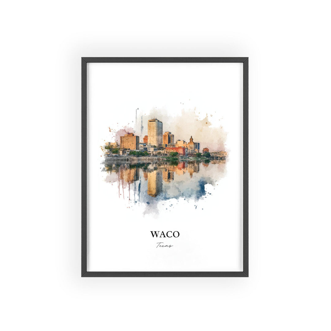 Waco, Texas – Watercolor Art Print