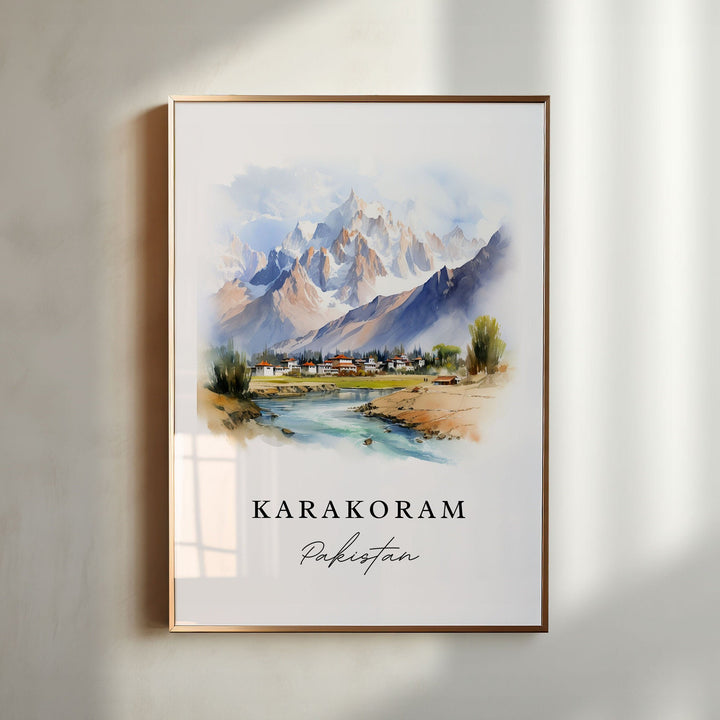 Karakoram travel art - Pakistan, Karakoram poster print, Karakoram Pakistan gift, Birthday present, Custom Text, Perfect Gift