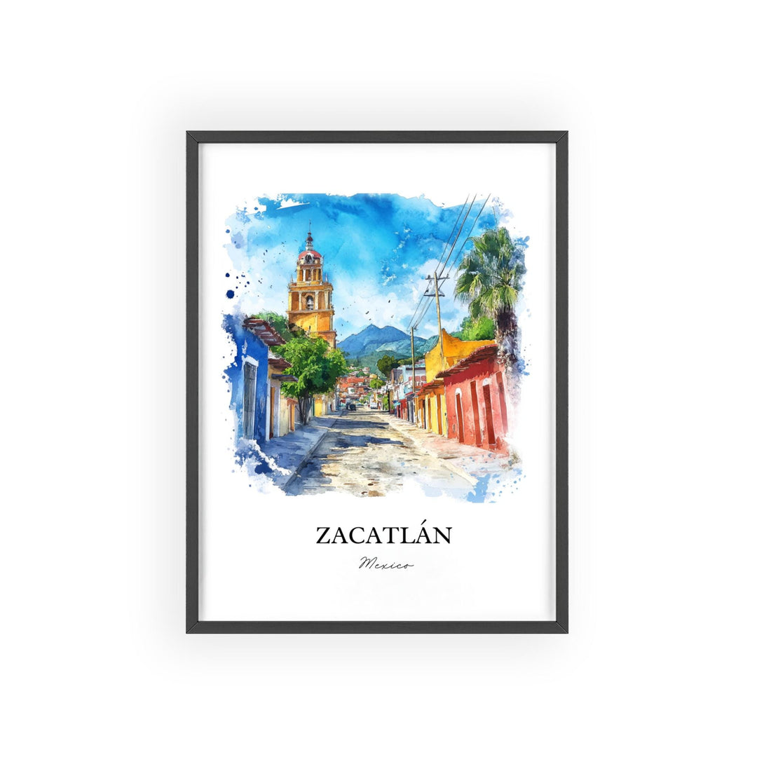 Zacatlán Wall Art, Puebla Mexico Print, Mexico Watercolor Art, Zacatlán Mexico Gift, Travel Print, Travel Poster, Housewarming Gift