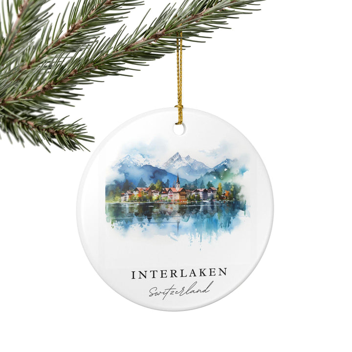 Interlaken Switzerland Ornament: Unique Interlaken Souvenir, Interlaken Xmas Decor, and Authentic Switzerland Gift