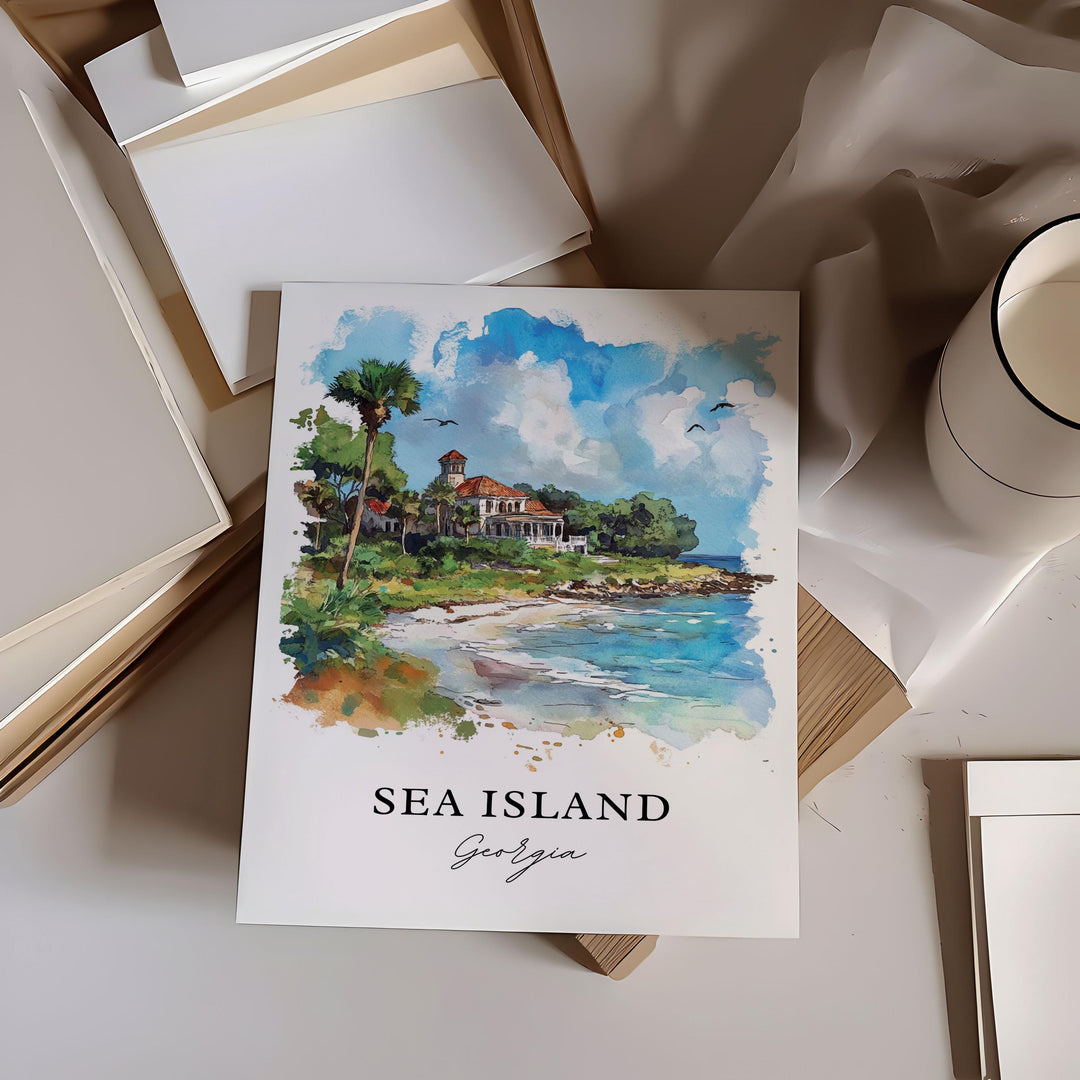 Sea Island GA Wall Art, Sea Islands Goergia Print, Sea Island Watercolor, Glynn County Gift, Travel Print, Travel Poster, Housewarming Gift