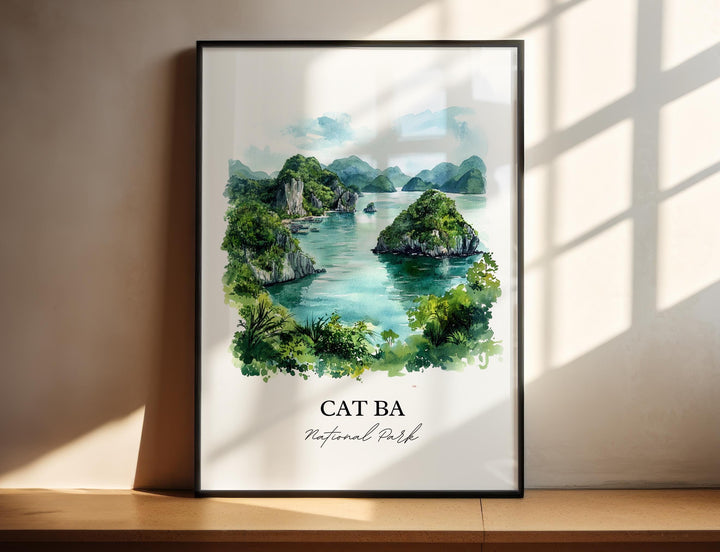 Cat Ba National Park Wall Art, Vietnam Print, Vietnam Watercolor, Cat Ba National Park Gift, Travel Print, Travel Poster, Housewarming Gift
