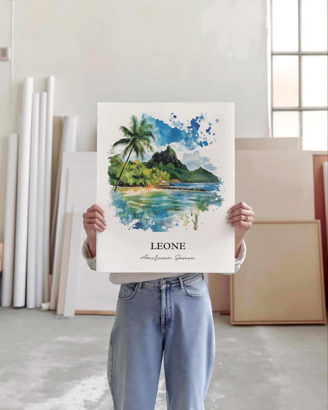 Leone American Samoa Art, Tutuila Island Print, Leone Watercolor Art, American Samoa Gift, Travel Print, Travel Poster, Housewarming Gift