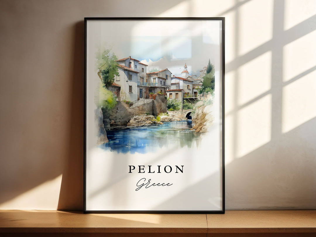 Pelion Greece Wall Art, Pelion Print, Pelion Watercolor Art, Thessaly Greece Gift,