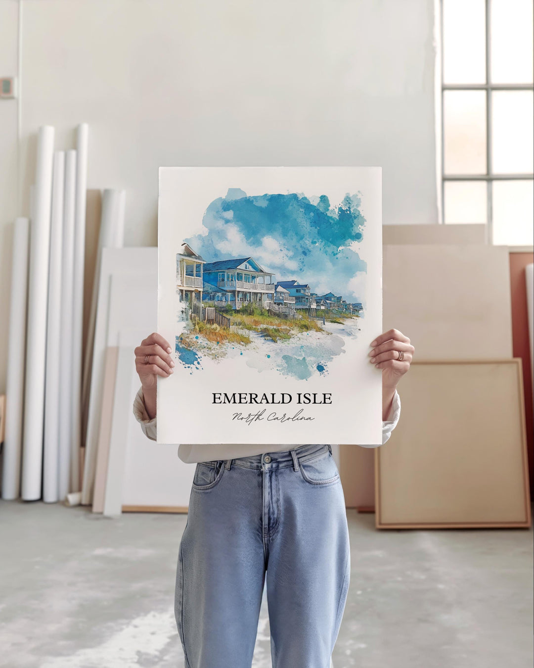 Emerald Isle Art, Bogue Banks Island Print, North Carolina Artwork, Emerald Isle NC Gift, Travel Print, Travel Poster, Housewarming Gift