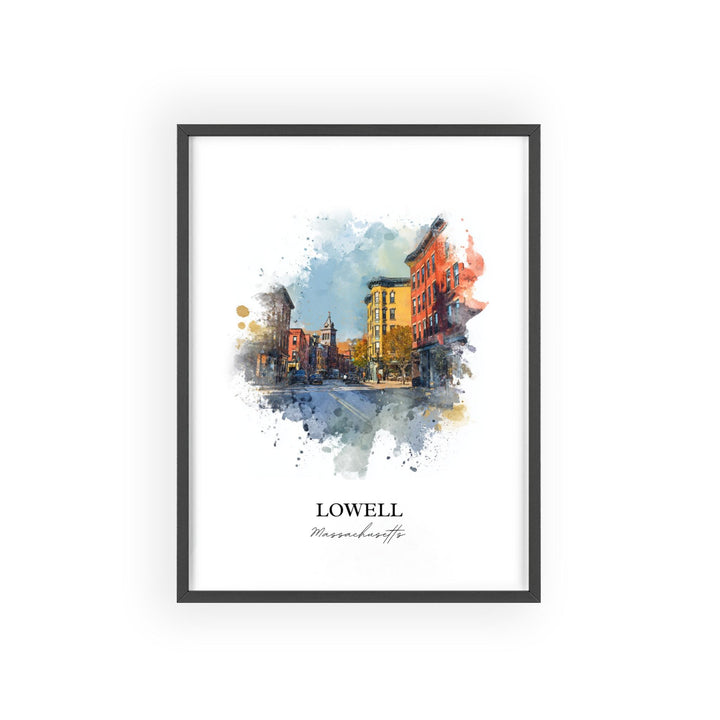 Lowell MA Wall Art, Lowell Print, Lowell Massachusetts Watercolor Art, Middlesex County Gift, Travel Print, Travel Poster, Housewarming Gift