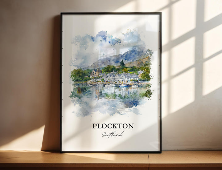 Plockton Wall Art, Plockton Scotland Print, Scotland Watercolor Art, Plockton Gift, Travel Print, Travel Poster, Housewarming Gift