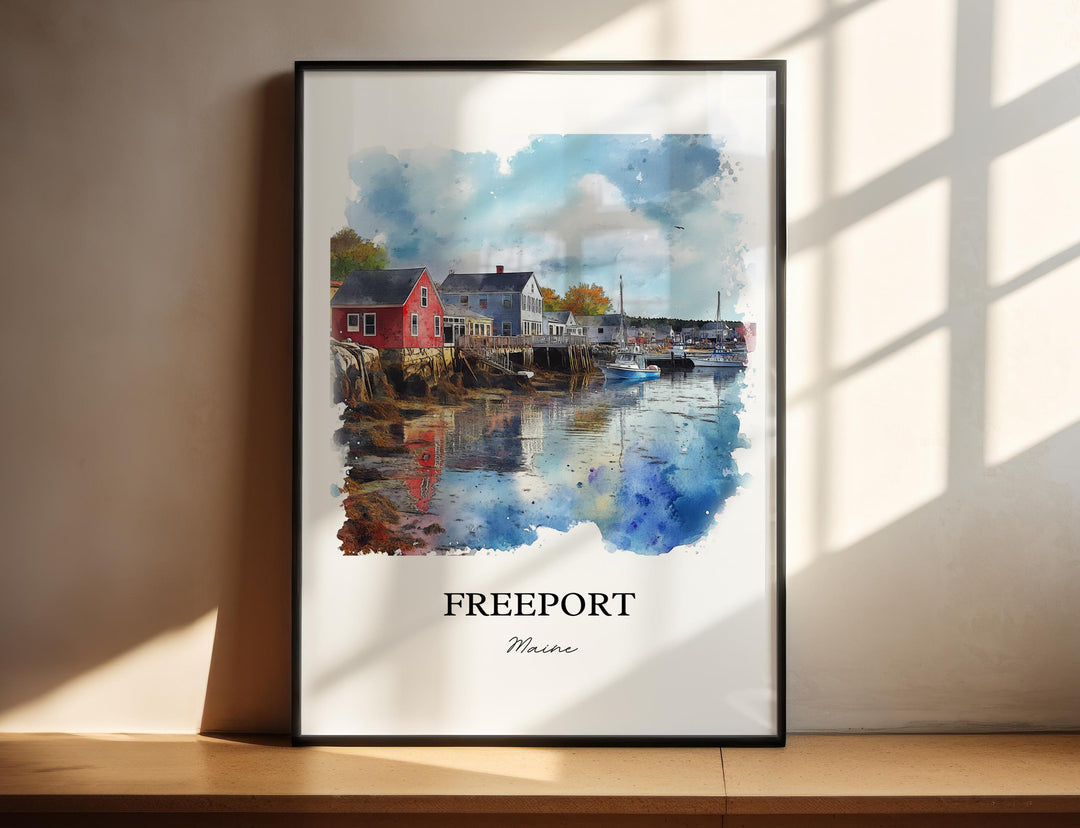 Freeport, Maine, Maine – Watercolor Art Print