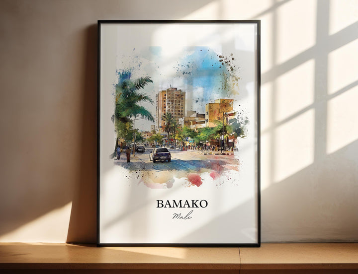 Bamako Mali Wall Art, Bamako Print, Mali Watercolor Art, Bamako Mali Gift, Travel Print, Travel Poster, Housewarming Gift