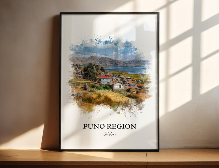 Puno Region Wall Art, Puno Peru Print, Peru Watercolor Art, Peru Gift, Puno Peru Travel Print, Travel Poster, Housewarming Gift