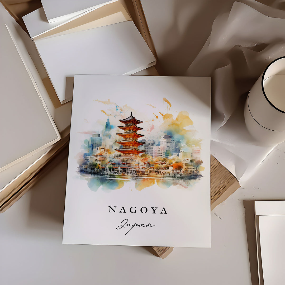 Nagoya Japan wall art - Japan, Nagoya poster print, Aichi Japan Prefecture gift, Birthday present, Custom Text, Perfect Gift