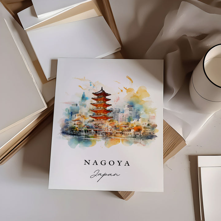 Nagoya Japan wall art - Japan, Nagoya poster print, Aichi Japan Prefecture gift, Birthday present, Custom Text, Perfect Gift