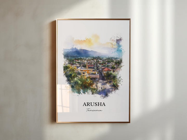 Arusha Tanzania Wall Art, Mt. Meru Print, Tanzania Watercolor Art, Arusha Tanzania Gift, Travel Print, Travel Poster, Housewarming Gift