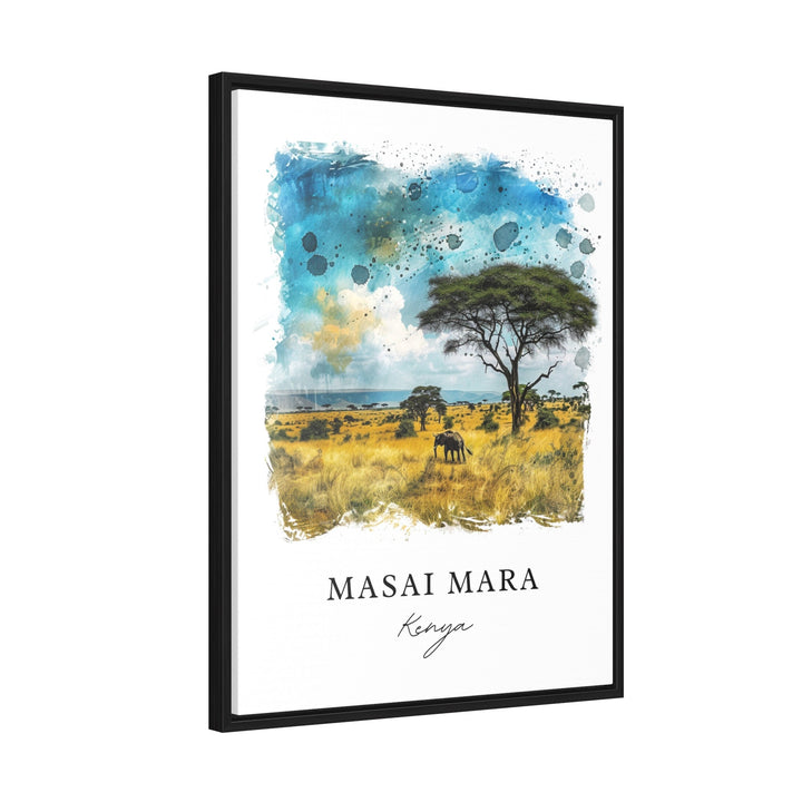 Masai Mara Wall Art, Masai Mara Kenya Print, Kenya Watercolor, Kenya Travel Gift,