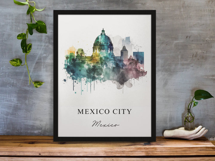 Mexico City traditional travel art - Mexico, Mexico City poster, Wedding gift, Birthday present, Custom Text, Personalised Gift