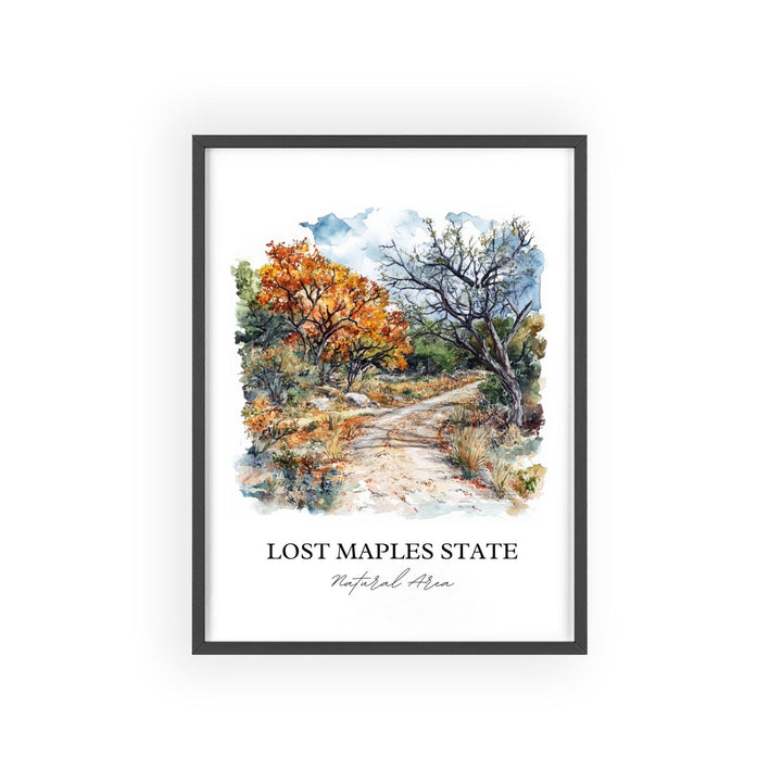 Lost Maples State Park Wall Art, Vanderpool TX Print, Texas Watercolor, Lost Maples TX Gift, Travel Print, Travel Poster, Housewarming Gift