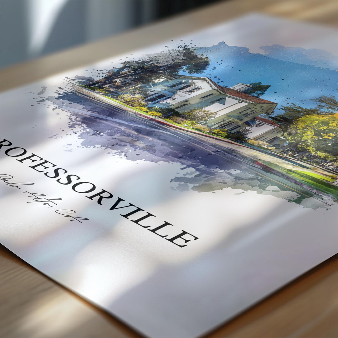 Professorville, California – Watercolor Art Print