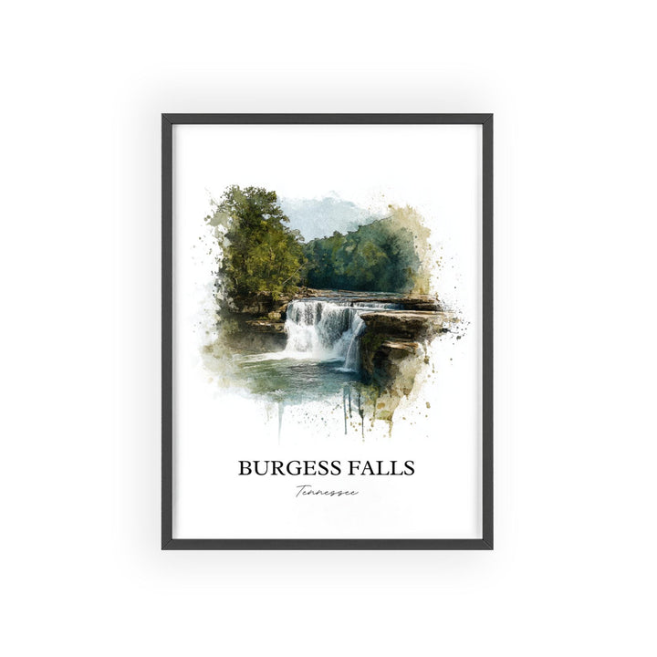 Burgess Falls Wall Art, Cookeville TN Print, Tennessee Watercolor Art, Burgess Falls TN Gift, Travel Print, Travel Poster, Housewarming Gift