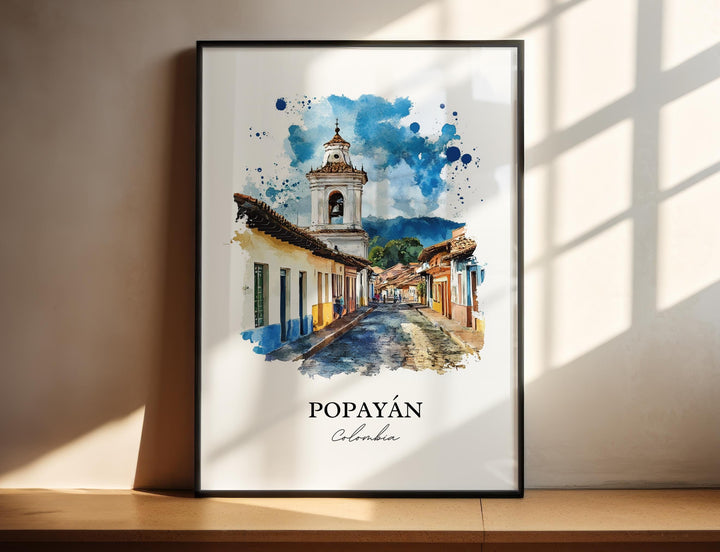 Popayán Wall Art, Bogotá Print, Colombia Watercolor Art, Popayán Colombia Gift, Travel Print, Travel Poster, Housewarming Gift