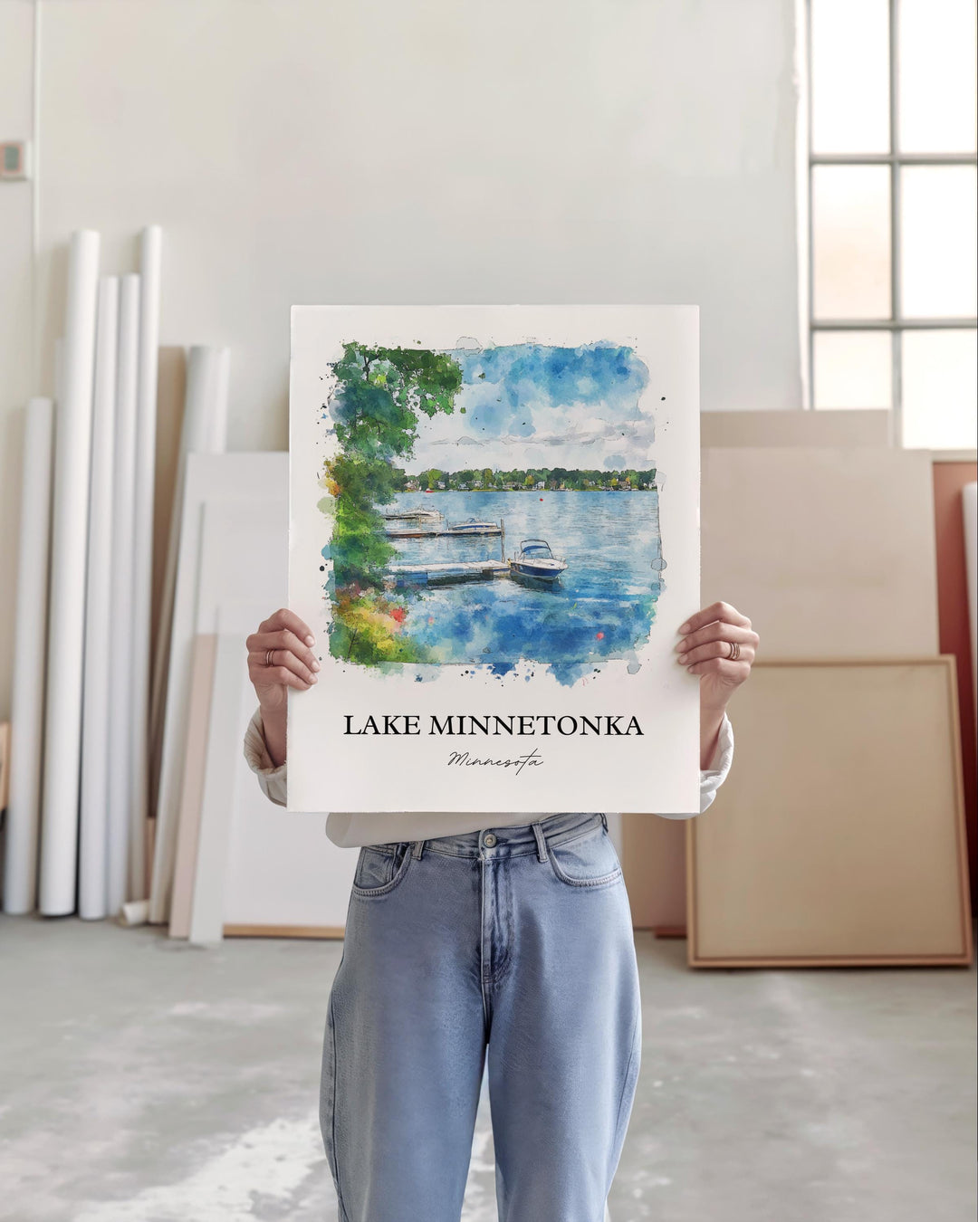 Lake Minnetonka Wall Art, Minneapolis Print, Minnesota Watercolor Art, Lake Minnetonka Gift, Travel Print, Travel Poster, Housewarming Gift