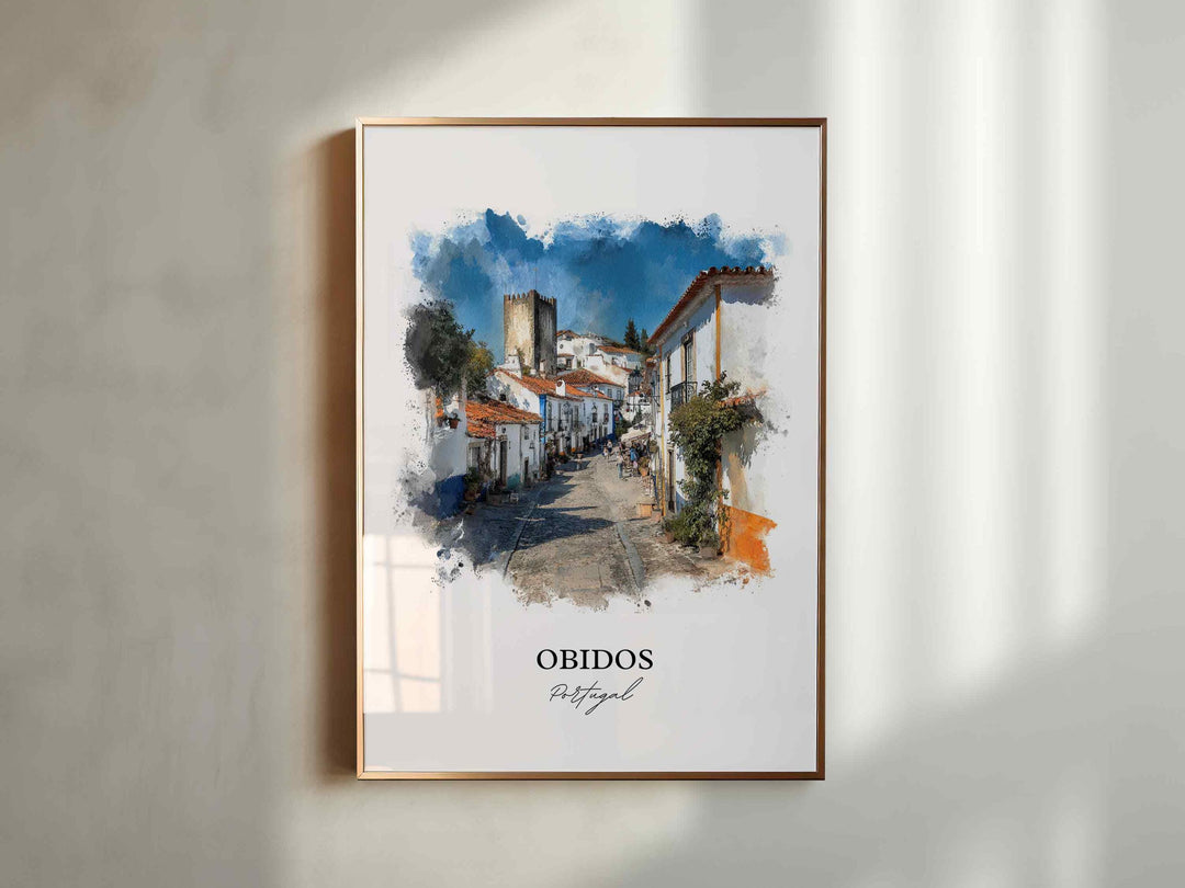 Obidos, Portugal – Watercolor Art Print