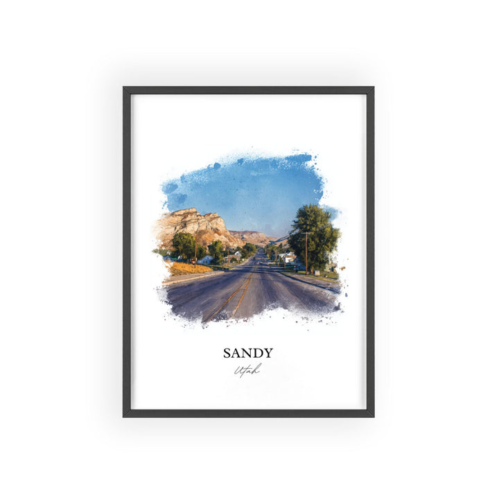 Sandy, Utah Wall Art, Sandy Print, Utah Watercolor Art, Salt Lake City Gift, Travel Print, Travel Poster, Housewarming Gift