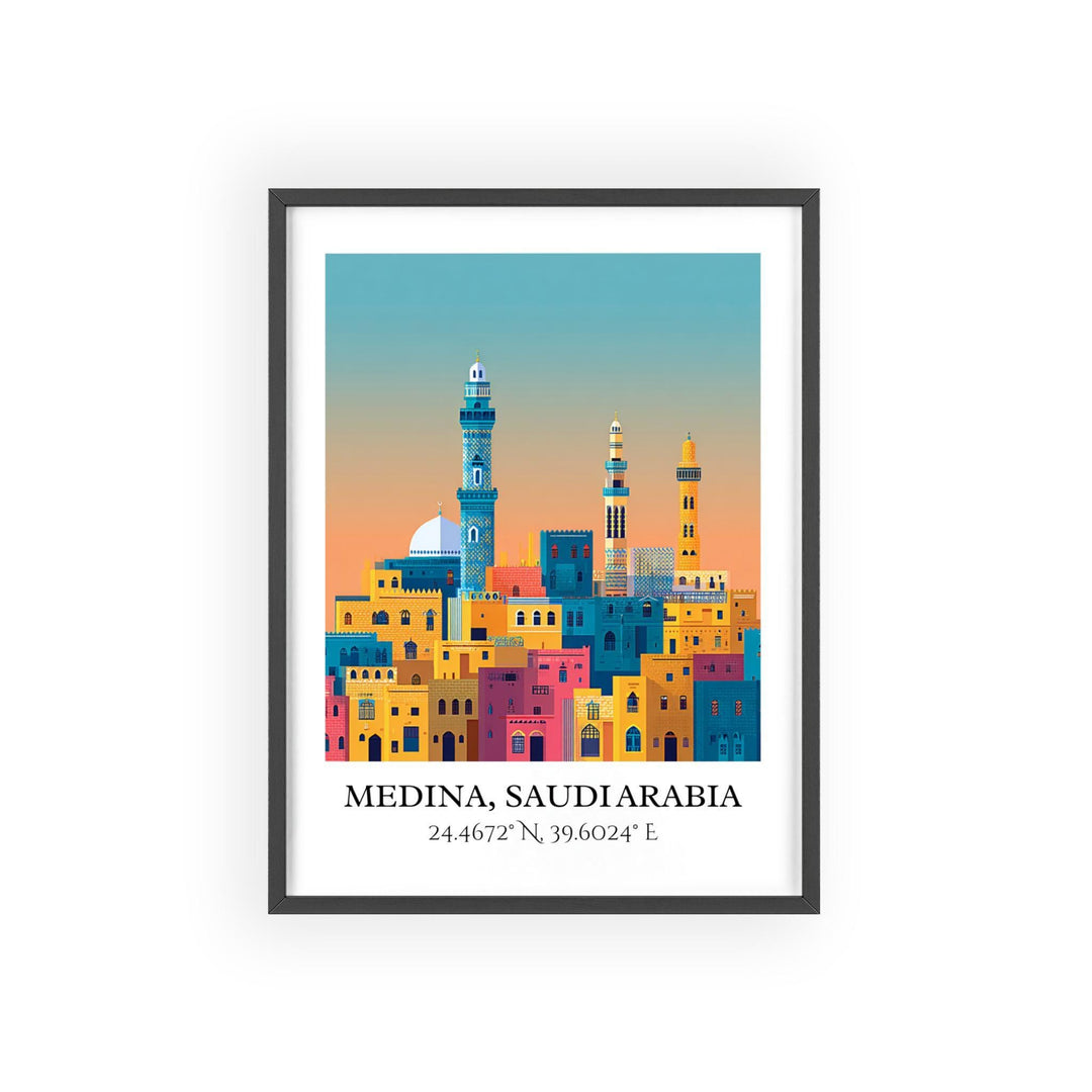 Medina Art, Medina Retro Travel Art, Medina Saudi Arabia Decor, Saudi Arabia Gift, Saudi Arabia Artwork, Travel Prints, Housewarming Gift