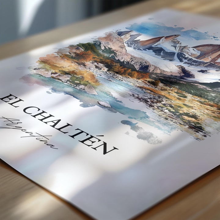 El Chaltén Wall Art, Los Glaciares Park Print, Argentina Watercolor Art, El Chaltén Gift, Travel Print, Travel Poster, Housewarming Gift