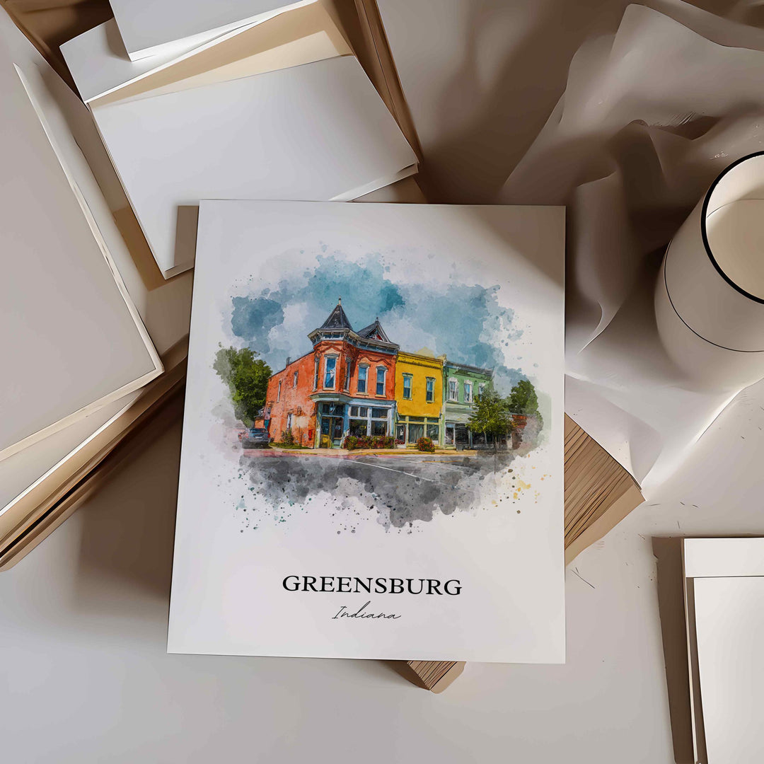 Greensburg, Indiana – Watercolor Art Print