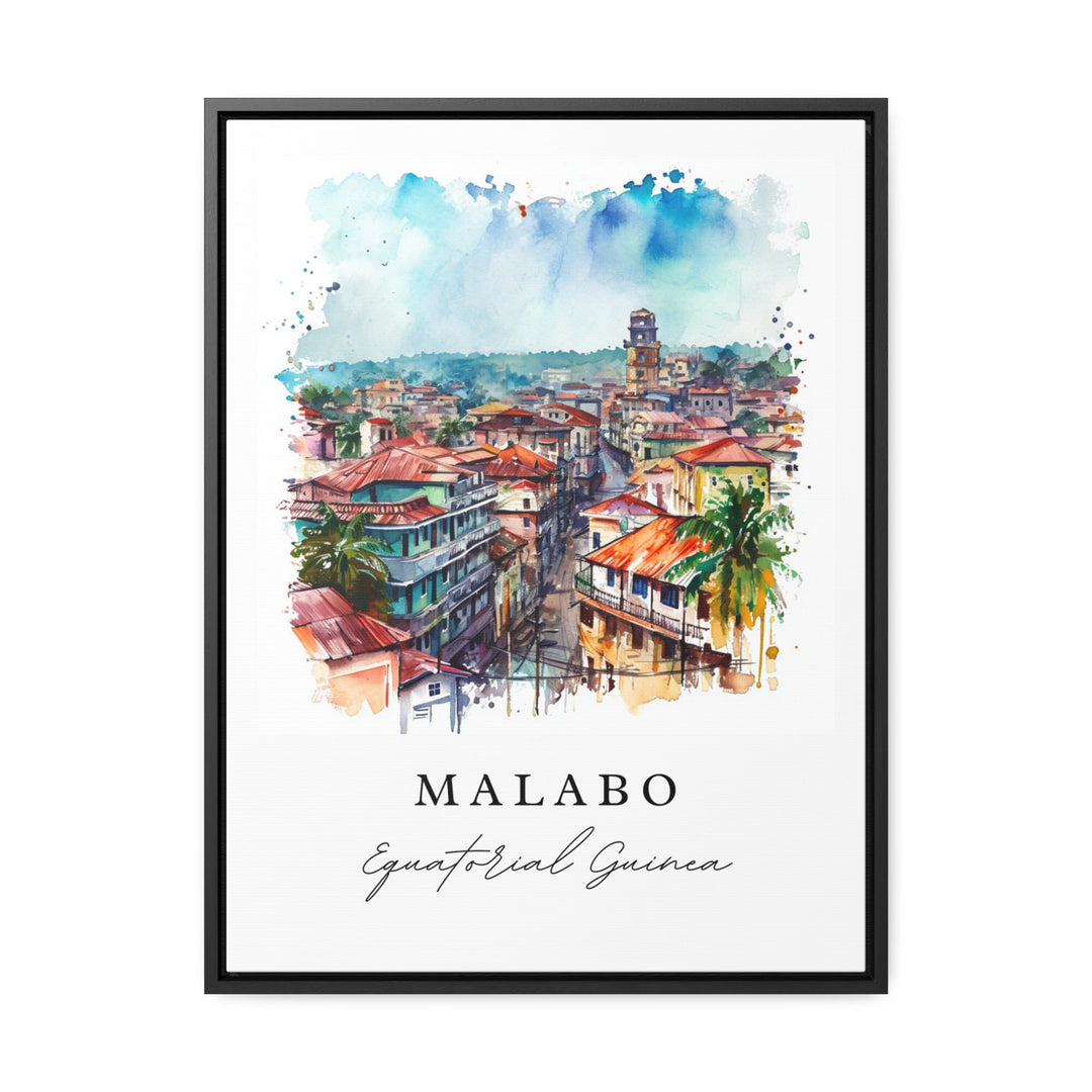 Malabo watercolor travel art - Equitorial Guinea, Malabo print, Wedding gift, Birthday present, Custom Text, Perfect Gift